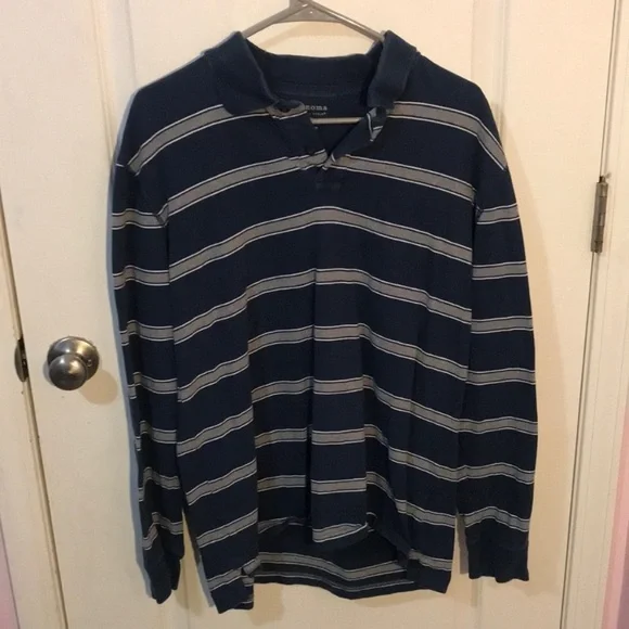 Sonoma Shirts Sonoma Long Sleeve Rugby Shirt Striped Collared